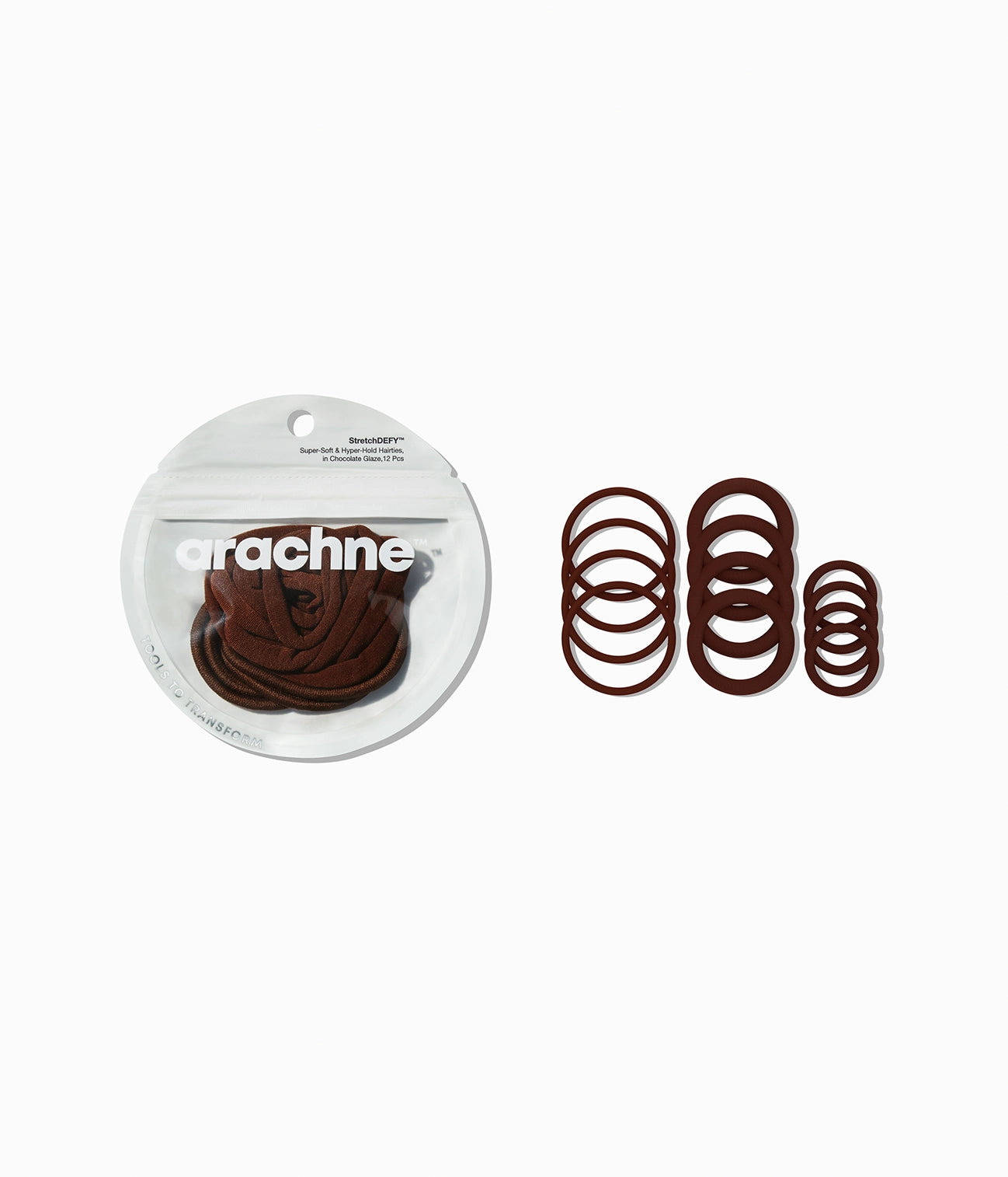 StretchDEFY™ Super-Soft & Hyper-Hold Hairties in Chocolate Glaze, 12 Pcs