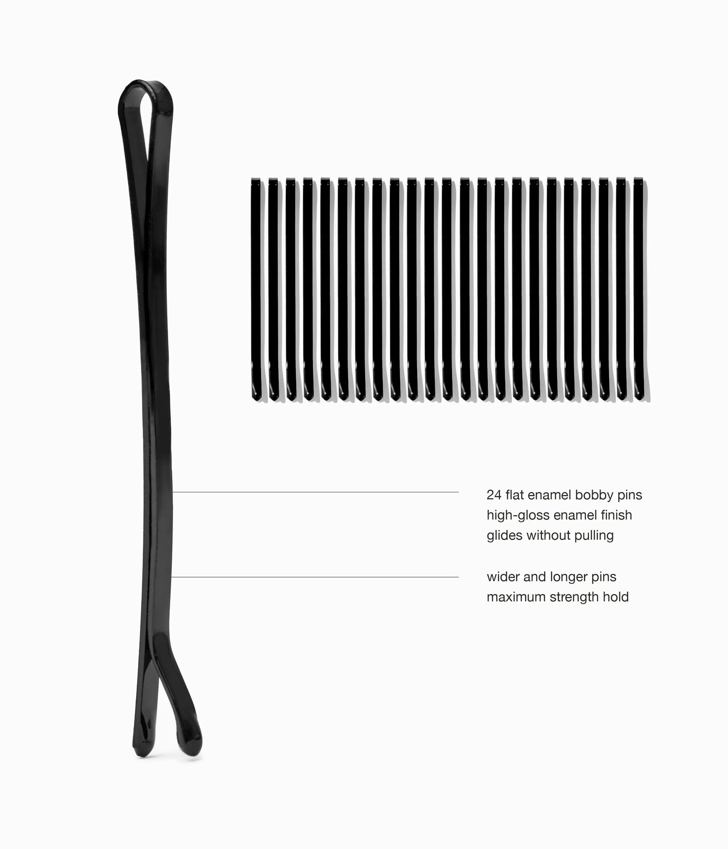 SuperHold™ Flat Enamel Bobby Pins in All Black, 24 Pcs