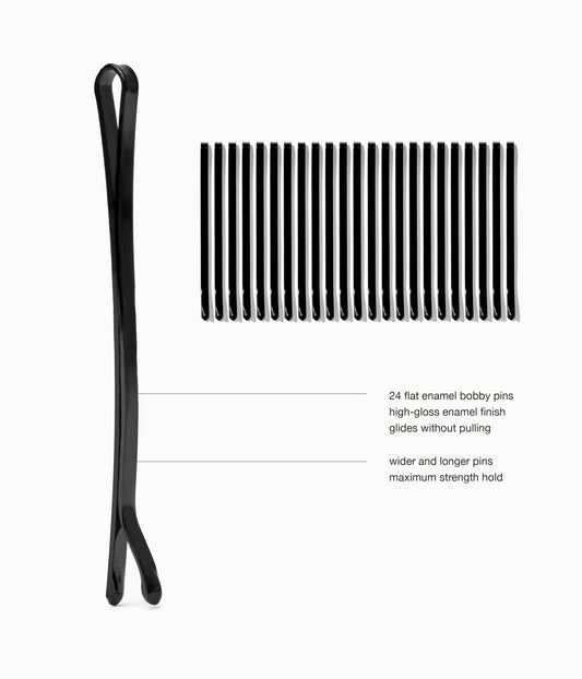 SuperHold™ Flat Enamel Bobby Pins in All Black, 24 Pcs
