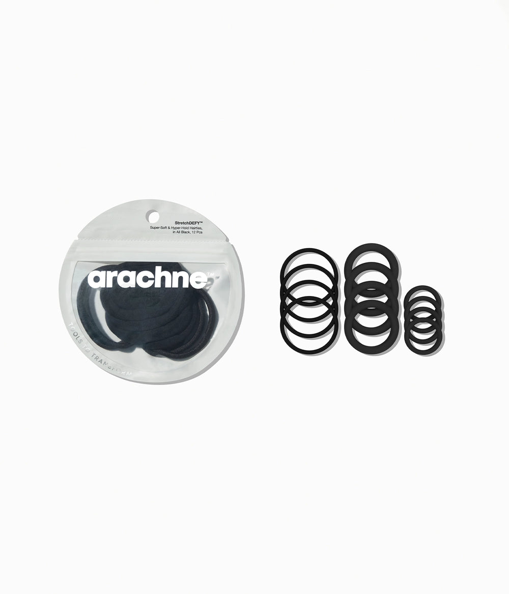 StretchDEFY™ Super-Soft & Hyper-Hold Hairties in All Black, 12 Pcs