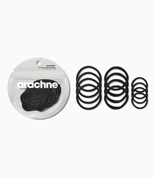 StretchDEFY™  Super-Soft & Hyper-Hold Hairties in All Black, 12 Pcs