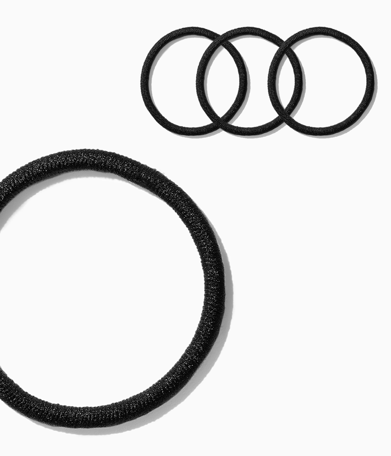 StretchDEFY™  Super-Soft & Hyper-Hold Hairties in All Black, 12 Pcs