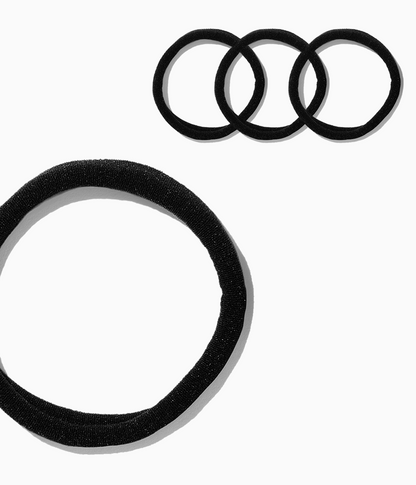 StretchDEFY™  Super-Soft & Hyper-Hold Hairties in All Black, 12 Pcs