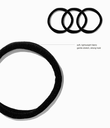 StretchDEFY™  Super-Soft & Hyper-Hold Hairties in All Black, 12 Pcs