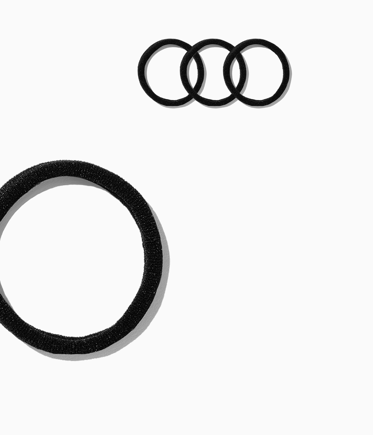 StretchDEFY™  Super-Soft & Hyper-Hold Hairties in All Black, 12 Pcs