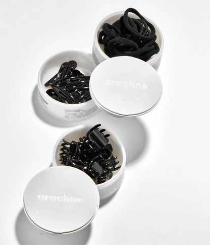 StretchDEFY™  Super-Soft & Hyper-Hold Hairties in All Black, 12 Pcs