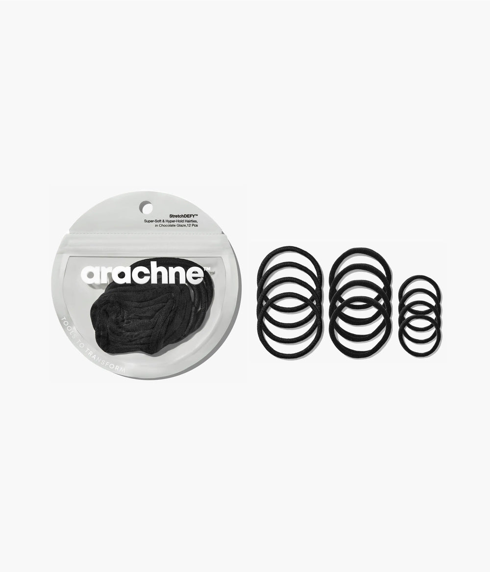 StretchDEFY™  Super-Soft & Hyper-Hold Hairties in All Black, 12 Pcs