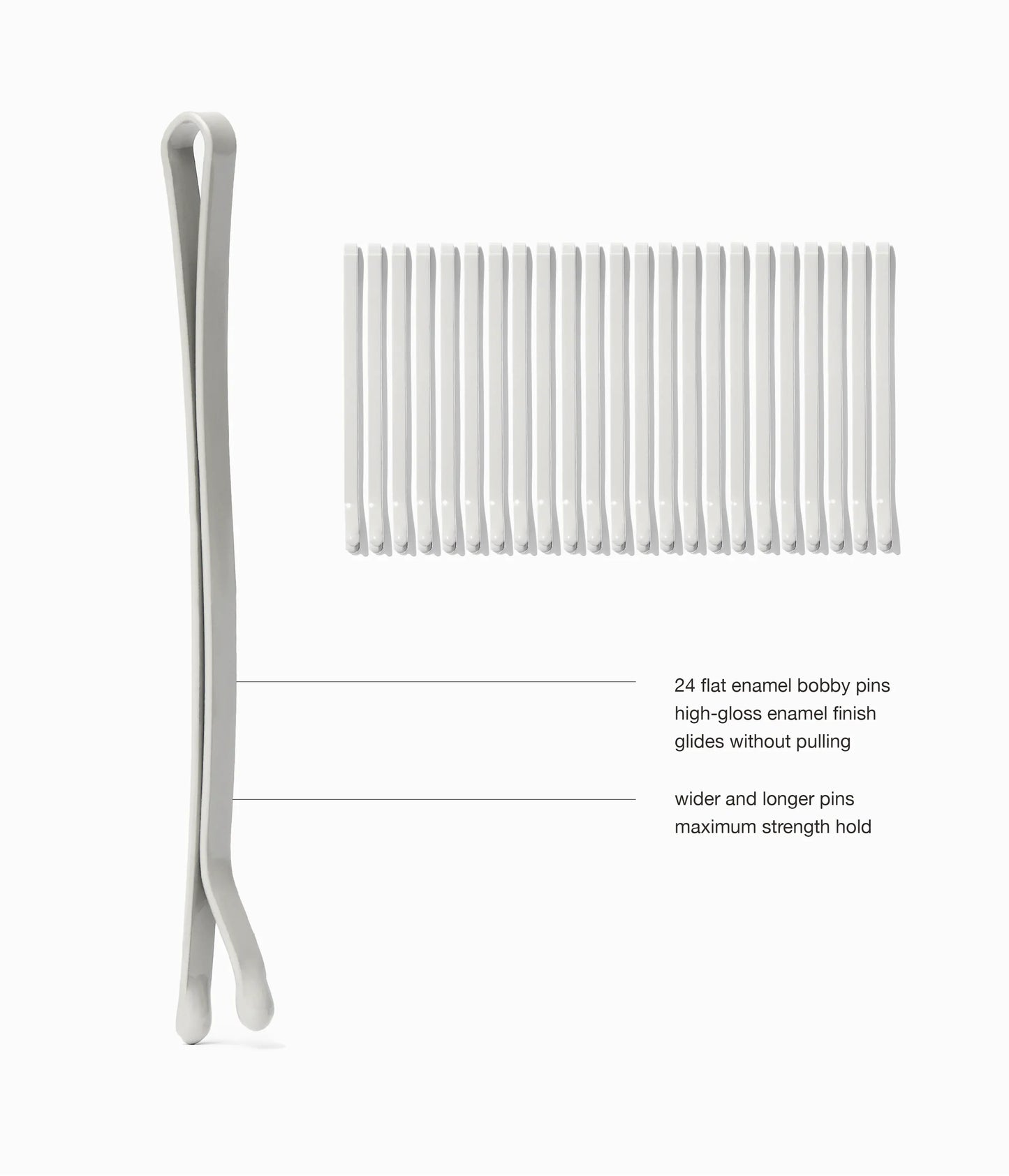 SuperHold™ Flat Enamel Bobby Pins in Silver Fox, 24 Pcs