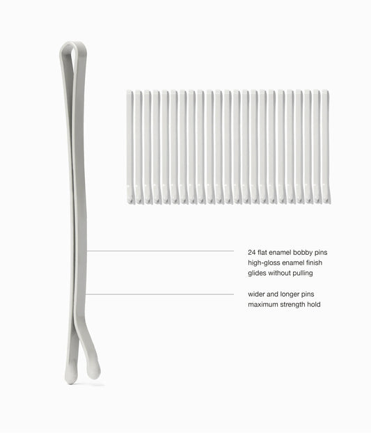 SuperHold™ Flat Enamel Bobby Pins in Silver Fox, 24 Pcs