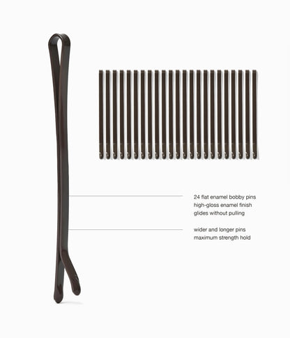 SuperHold™ Flat Enamel Bobby Pins in Glossy Espresso, 24 Pcs