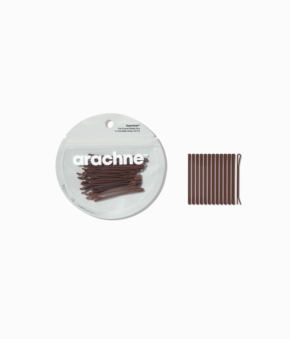SuperHold™  Flat Enamel Bobby Pins in Chocolate Glaze, 24 Pcs