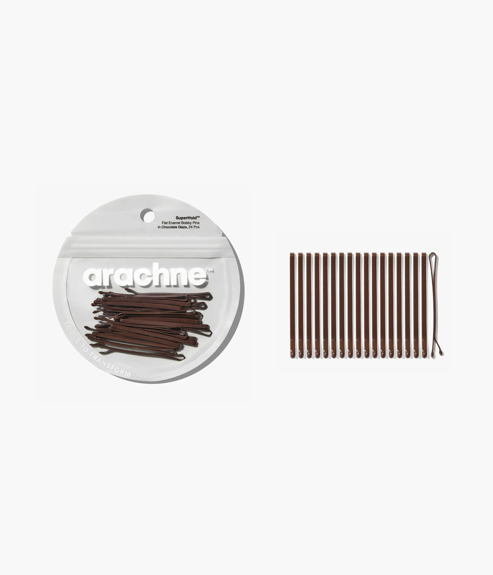 SuperHold™ Flat Enamel Bobby Pins in Chocolate Glaze, 24 Pcs