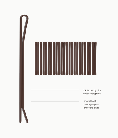 SuperHold™  Flat Enamel Bobby Pins in Chocolate Glaze, 24 Pcs