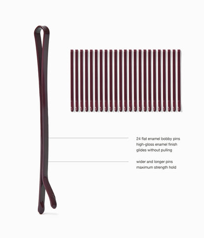 SuperHold™ Flat Enamel Bobby Pins in Black Cherry, 24 Pcs