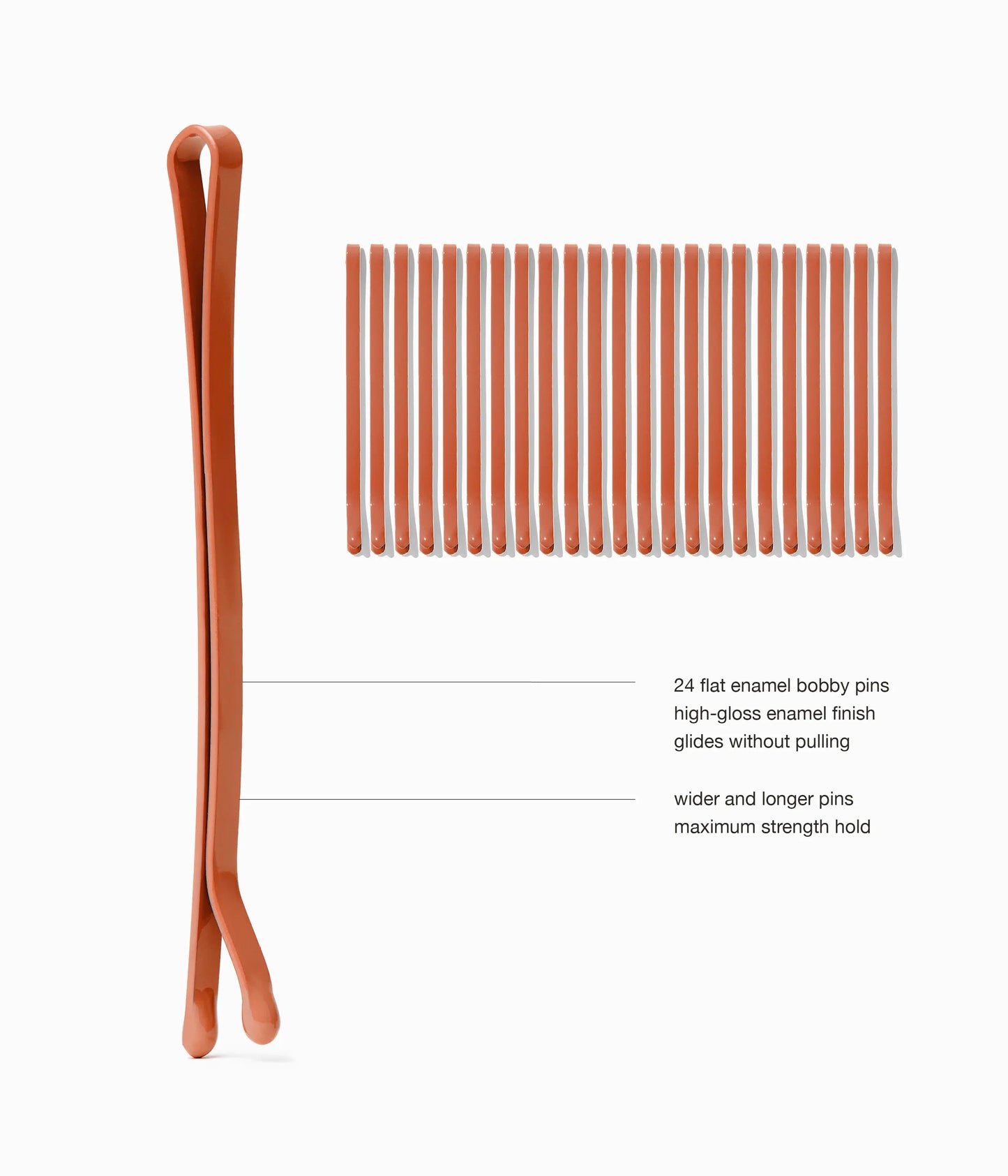 SuperHold™ Flat Enamel Bobby  Pins in Ginger Root, 24 Pcs