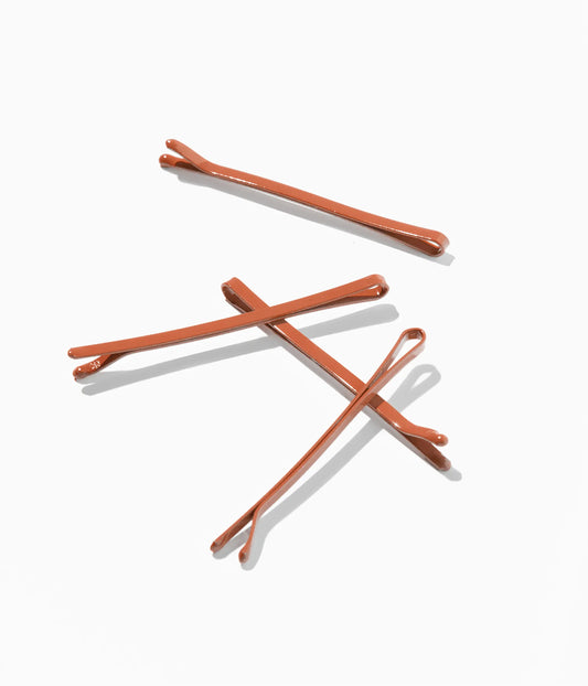 SuperHold™ Flat Enamel Bobby  Pins in Ginger Root, 24 Pcs