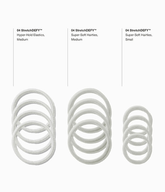 StretchDEFY™ Super-Soft & Hyper-Hold  Hairties in Silver Fox, 12 Pcs