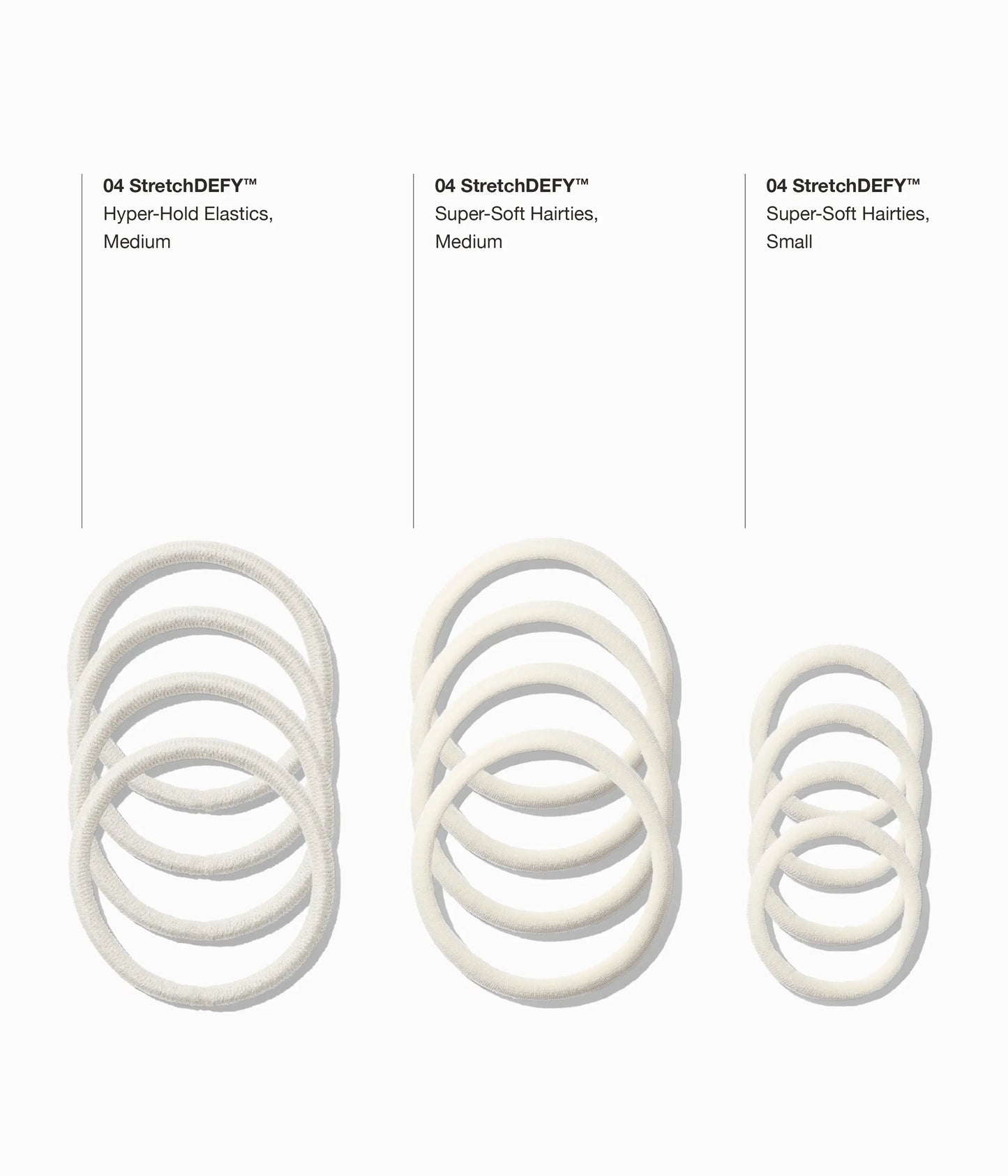 StretchDEFY™ Super-Soft & Hyper-Hold  Hairties in Icy Platinum, 12 Pcs