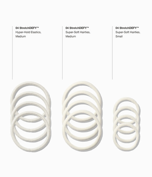 StretchDEFY™ Super-Soft & Hyper-Hold  Hairties in Icy Platinum, 12 Pcs