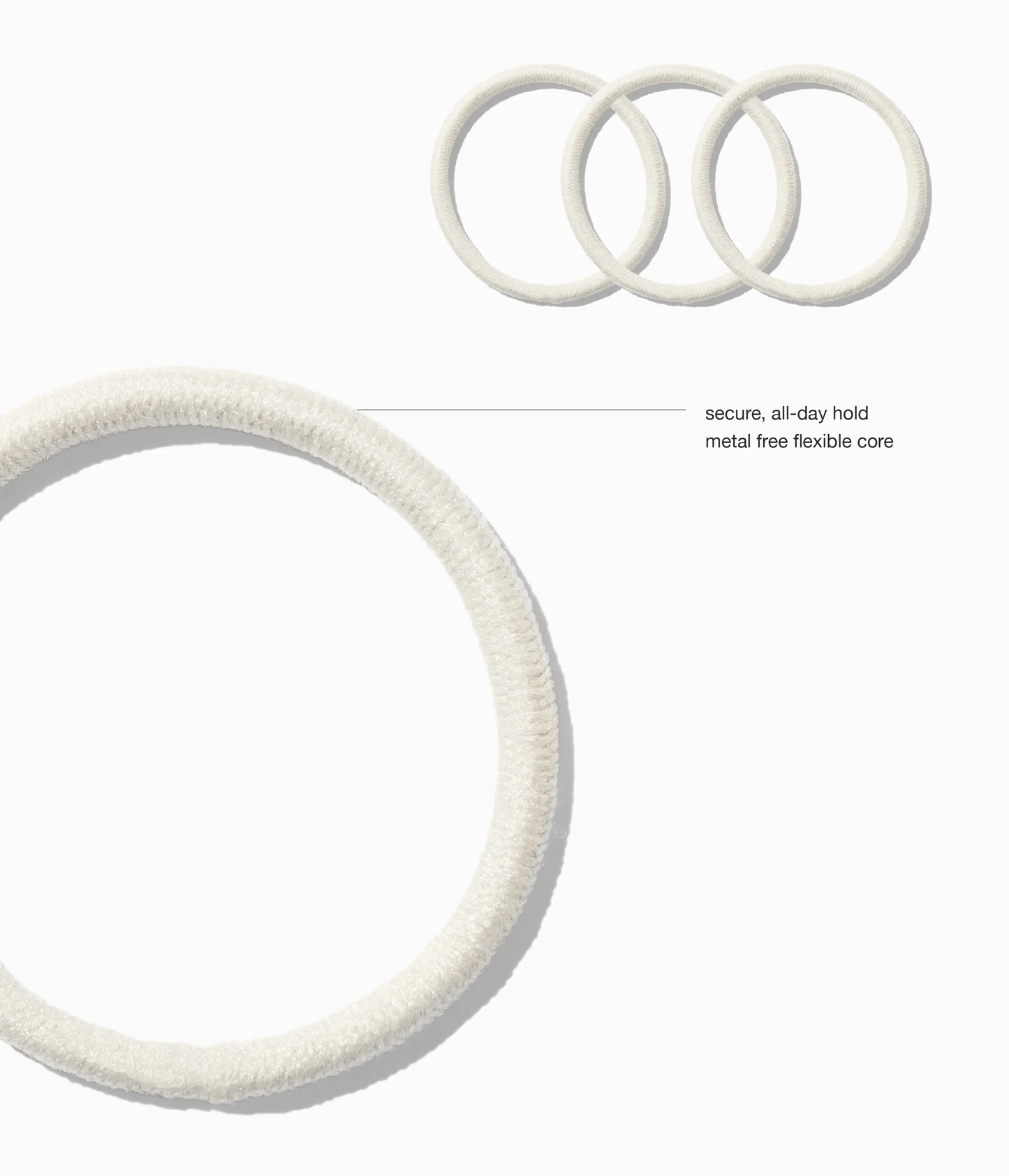 StretchDEFY™ Super-Soft & Hyper-Hold  Hairties in Icy Platinum, 12 Pcs