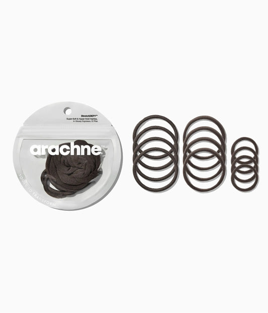 StretchDEFY™ Super-Soft & Hyper-Hold  Hairties in Glossy Espresso, 12 Pcs