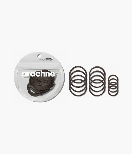 StretchDEFY™ Super-Soft & Hyper-Hold  Hairties in Glossy Espresso, 12 Pcs
