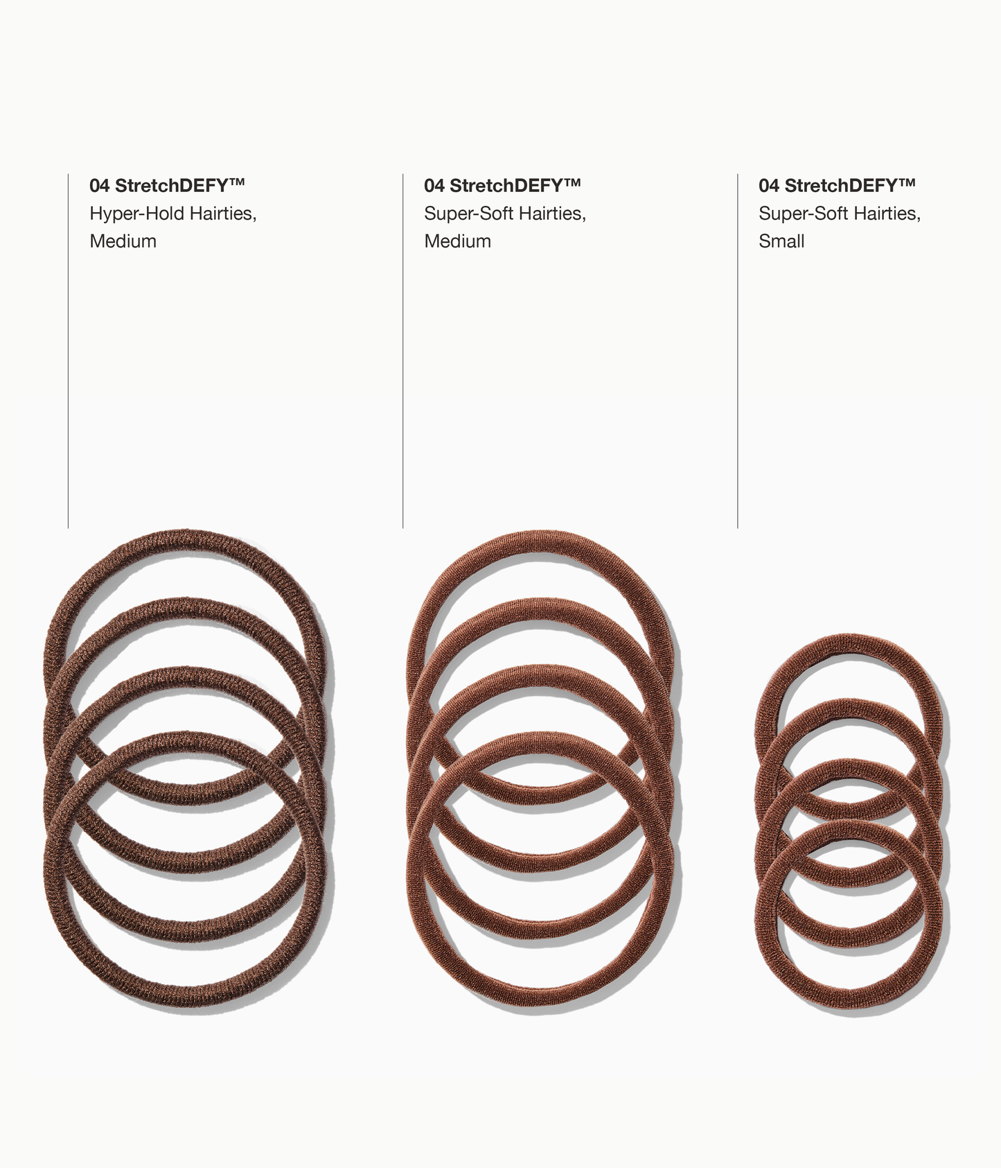 StretchDEFY™  Super-Soft & Hyper-Hold Hairties in Chocolate Glaze, 12 Pcs