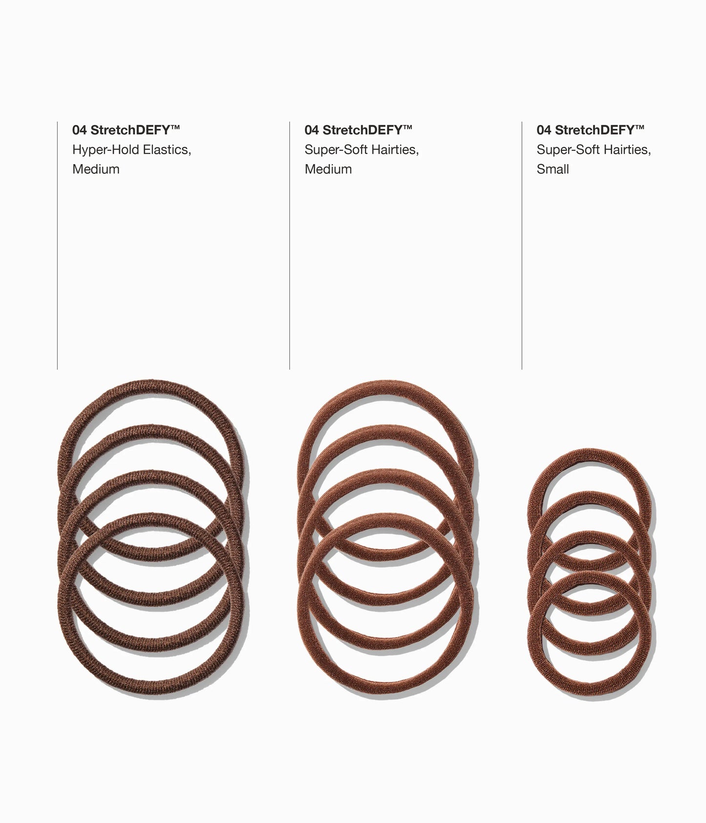 StretchDEFY™  Super-Soft & Hyper-Hold Hairties in Chocolate Glaze, 12 Pcs