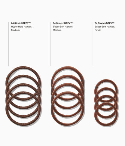 StretchDEFY™  Super-Soft & Hyper-Hold Hairties in Chocolate Glaze, 12 Pcs