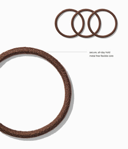 StretchDEFY™  Super-Soft & Hyper-Hold Hairties in Chocolate Glaze, 12 Pcs