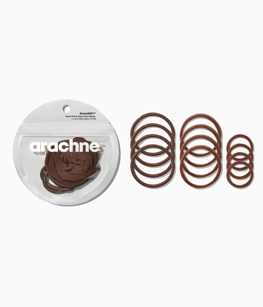 StretchDEFY™  Super-Soft & Hyper-Hold Hairties in Chocolate Glaze, 12 Pcs
