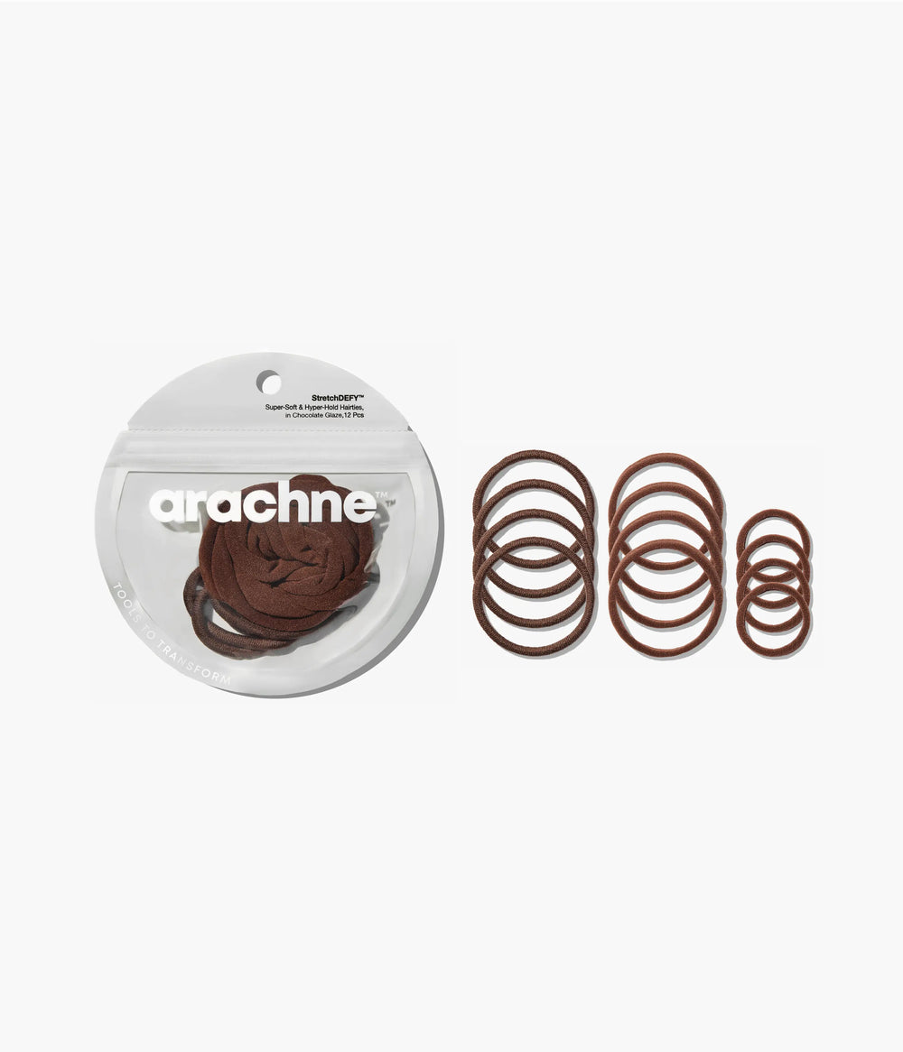 StretchDEFY™  Super-Soft & Hyper-Hold Hairties in Chocolate Glaze, 12 Pcs