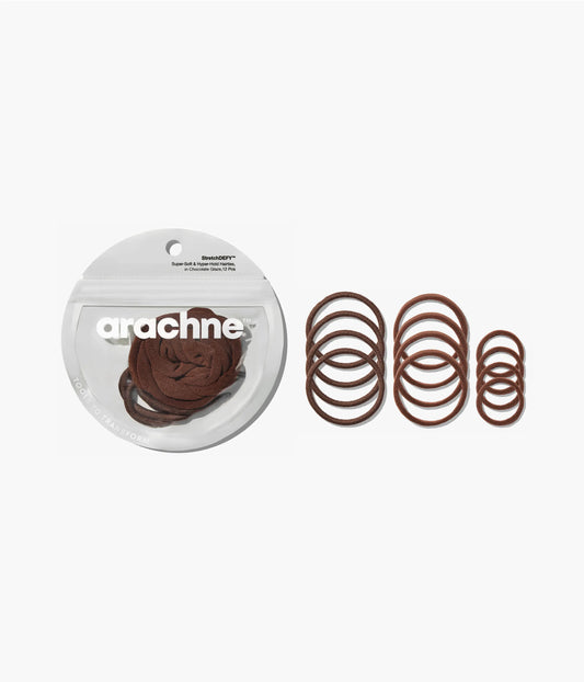 StretchDEFY™  Super-Soft & Hyper-Hold Hairties in Chocolate Glaze, 12 Pcs