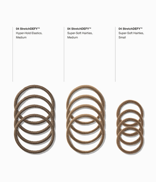 StretchDEFY™ Super-Soft & Hyper-Hold  Hairties in Hazelnut Honey, 12 Pcs