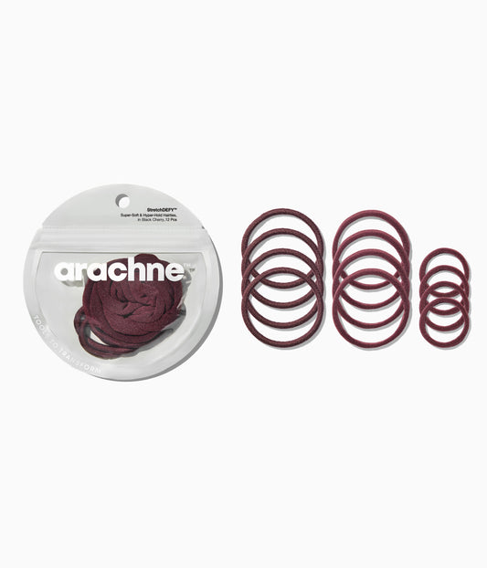 StretchDEFY™ Super-Soft & Hyper-Hold  Hairties in Black Cherry, 12 Pcs