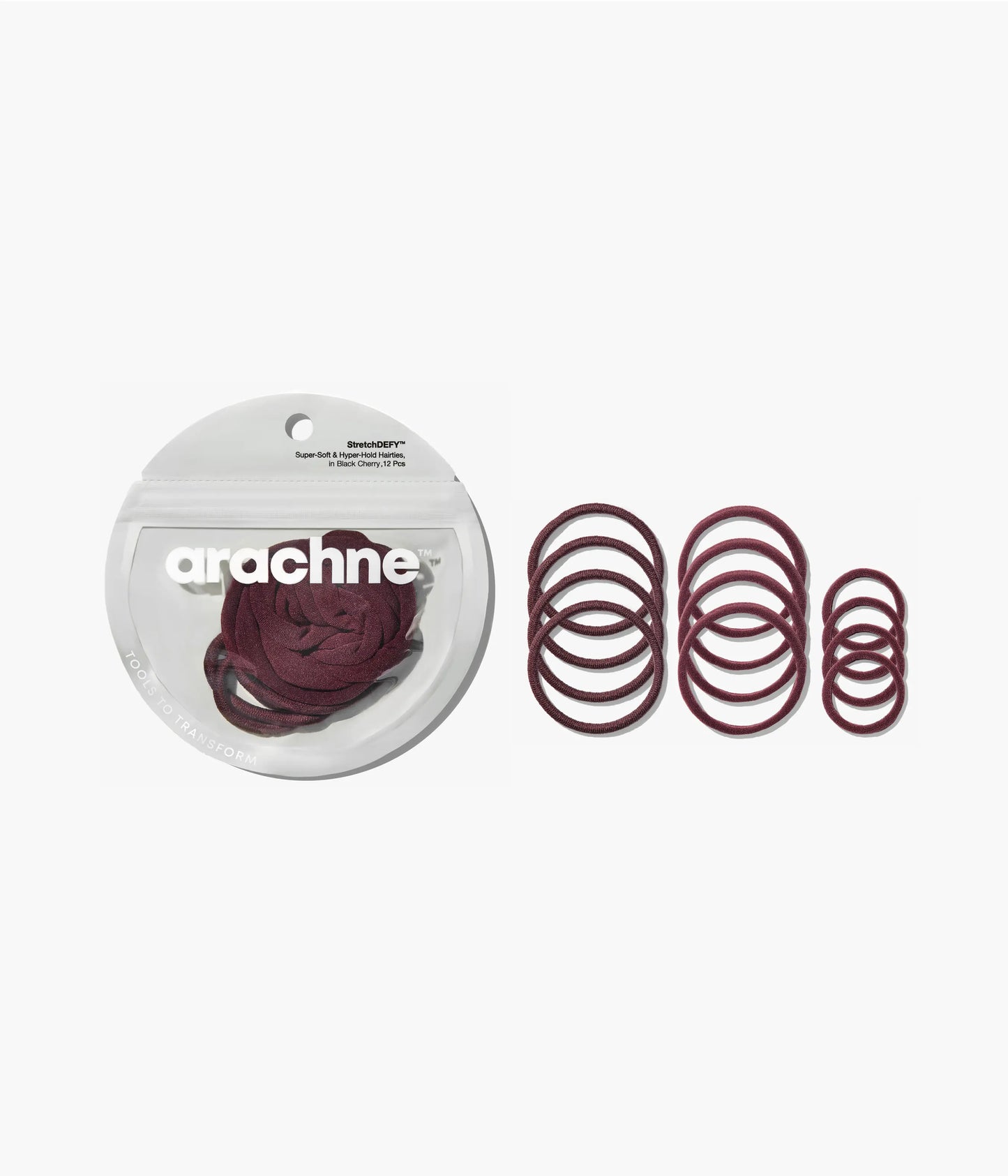 StretchDEFY™ Super-Soft & Hyper-Hold  Hairties in Black Cherry, 12 Pcs