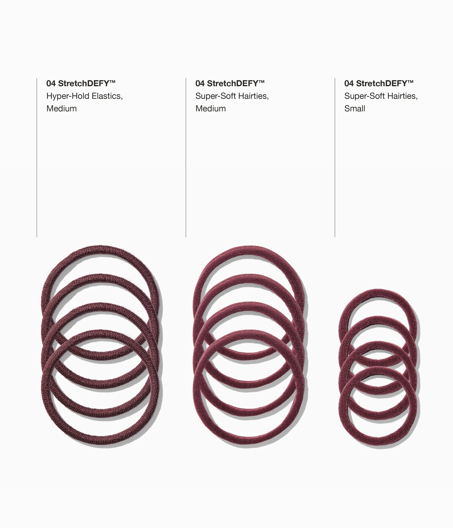StretchDEFY™ Super-Soft & Hyper-Hold  Hairties in Black Cherry, 12 Pcs