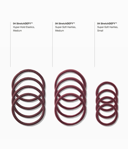 StretchDEFY™ Super-Soft & Hyper-Hold  Hairties in Black Cherry, 12 Pcs
