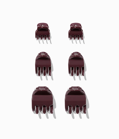 miniCLAWS™ Glossy Mini Claw Clips  in Black Cherry, 6 Pcs