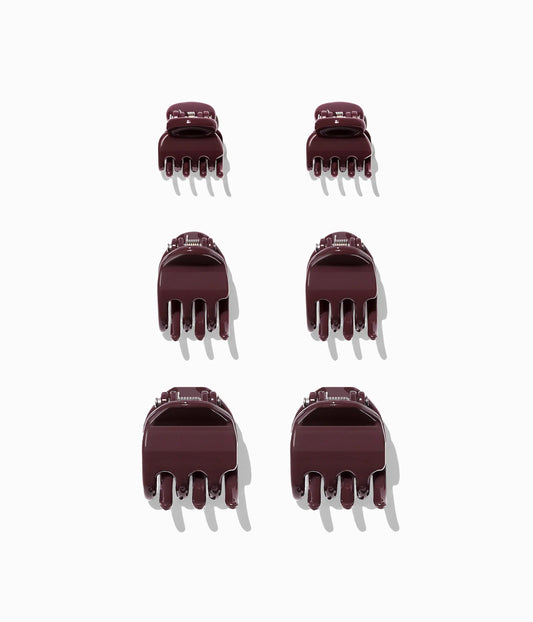 miniCLAWS™ Glossy Mini Claw Clips  in Black Cherry, 6 Pcs